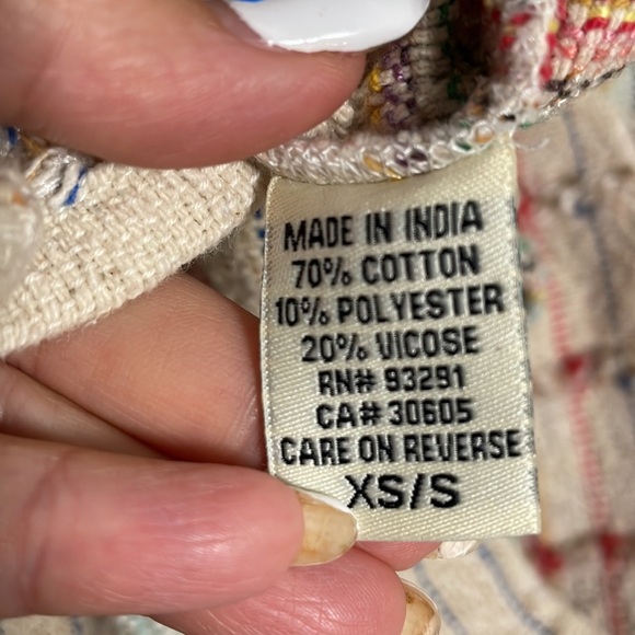 DYLAN multicolor textured knit pullover poncho top OVERDIZED V neck drop S/S SM - Picture 10 of 17